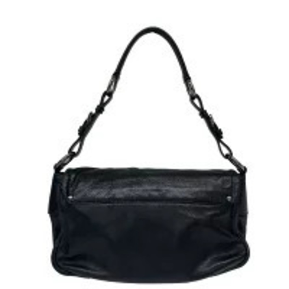 Prada Shoulder Leather Pocket Handbag Bag Black Shoulder Semi Double